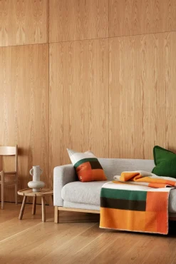 Decken * Røros Tweed Lammwolldecke Bauhausstil Orange