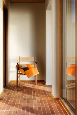 Decken * Røros Tweed Lammwolldecke Bauhausstil Orange
