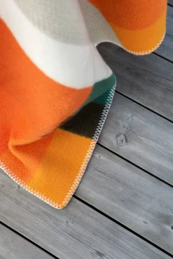 Decken * Røros Tweed Lammwolldecke Bauhausstil Orange