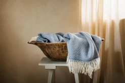 Decken * Røros Tweed Lammwolldecke Zickzack-Streifen Kattefot