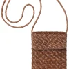 Etuis & Federtaschen * Allan K Leder-Handytasche geflochten, Braun