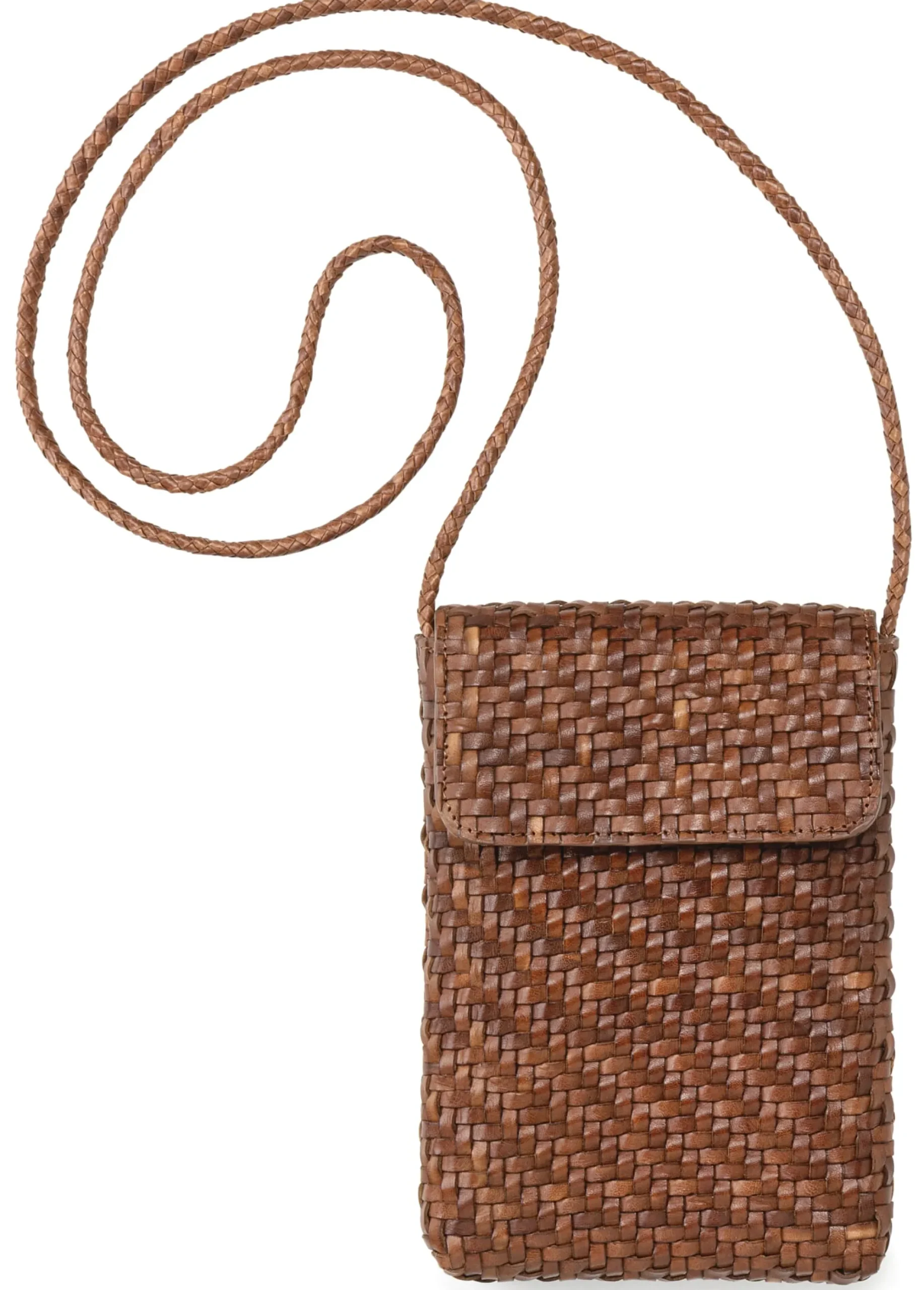 Etuis & Federtaschen * Allan K Leder-Handytasche geflochten, Braun