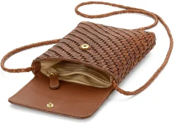 Etuis & Federtaschen * Allan K Leder-Handytasche geflochten, Braun