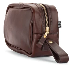Kulturbeutel|Kulturtaschen * Croots Leder-Washbag Dunkelbraun