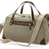 Reisetaschen * Hack Lederware Reisetasche Segeltuch, Grünbeige