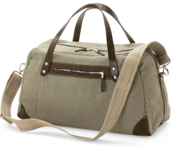 Reisetaschen * Hack Lederware Reisetasche Segeltuch, Grünbeige