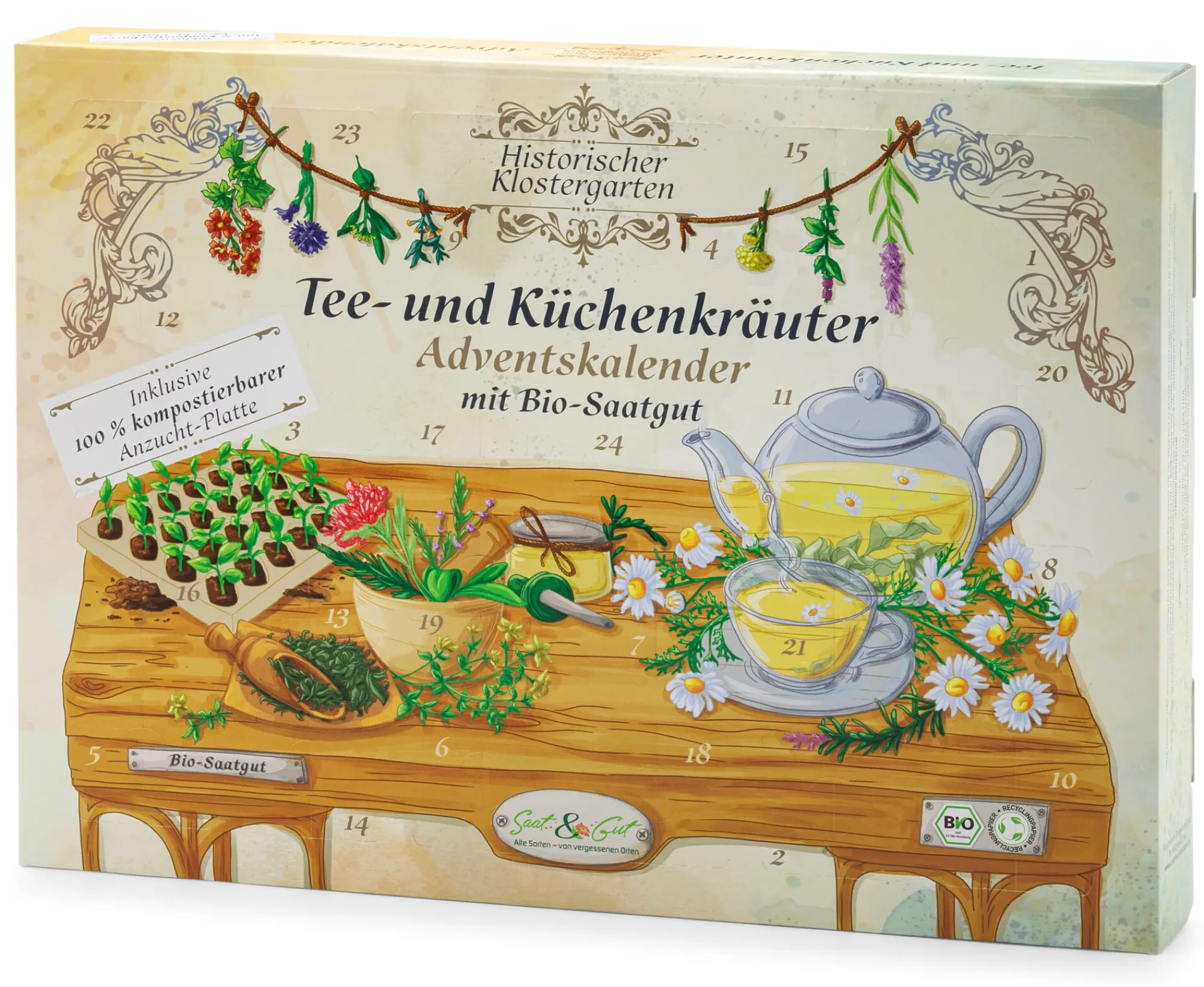 Gemüsesamen|Gemüsepflanzen * Saat & Gut Saatgut-Adventskalender Tee- und Küchenkräuter