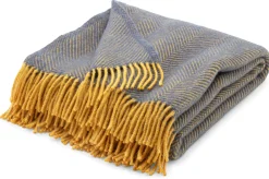 Decken * Tweedmill Textiles Schurwolldecke Fischgrat Blau