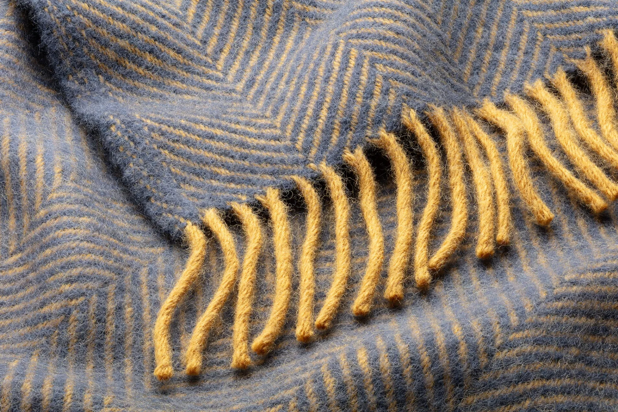 Decken * Tweedmill Textiles Schurwolldecke Fischgrat Blau