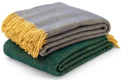 Decken * Tweedmill Textiles Schurwolldecke Fischgrat Blau