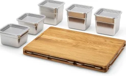 Aufbewahrungsdosen|Schneidbretter * Frankfurter Brett Set Mono mit Edelstahlbehälter-Set