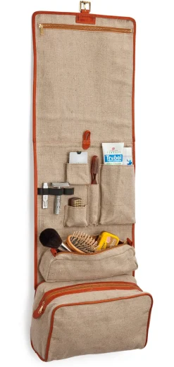 Kulturbeutel|Kulturtaschen * Sonnenleder Hängekulturtasche Natur