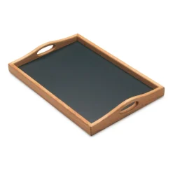 Serviertabletts|Servierzubehör * Manufactum Tablett Kirschbaumholz mit Linoleumfläche