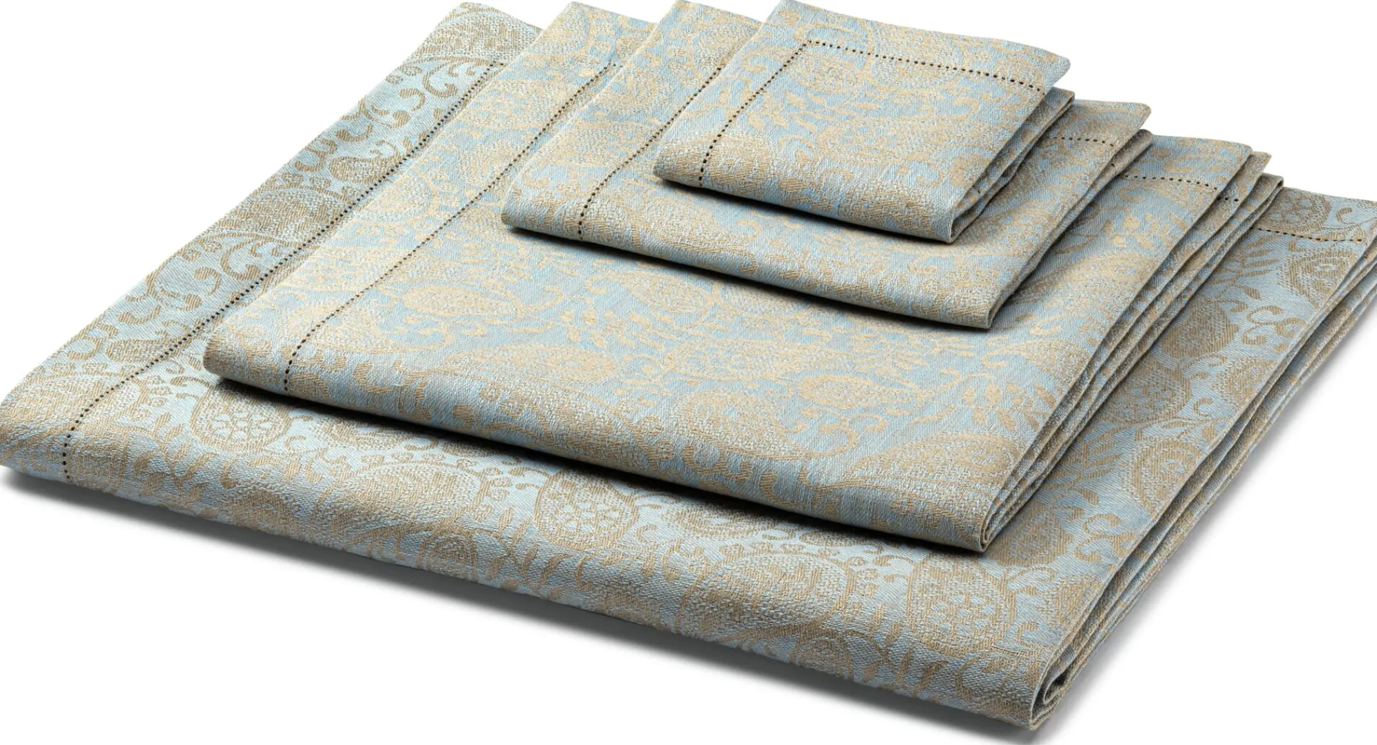Tischwäsche * Erika Vaitkute Tischdecke Jacquard Leinen Blau