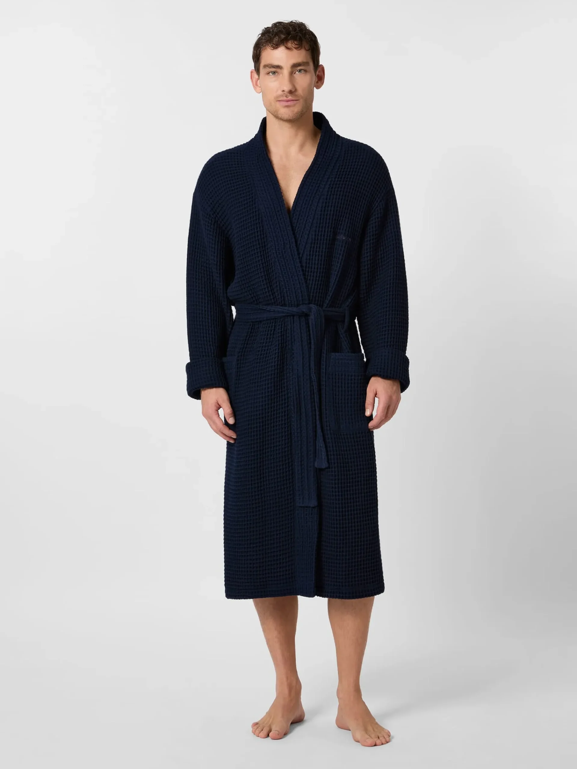 Wäsche|Wäsche * Knowledge Cotton Apparel Unisex-Bademantel Waffelpiqué Navy