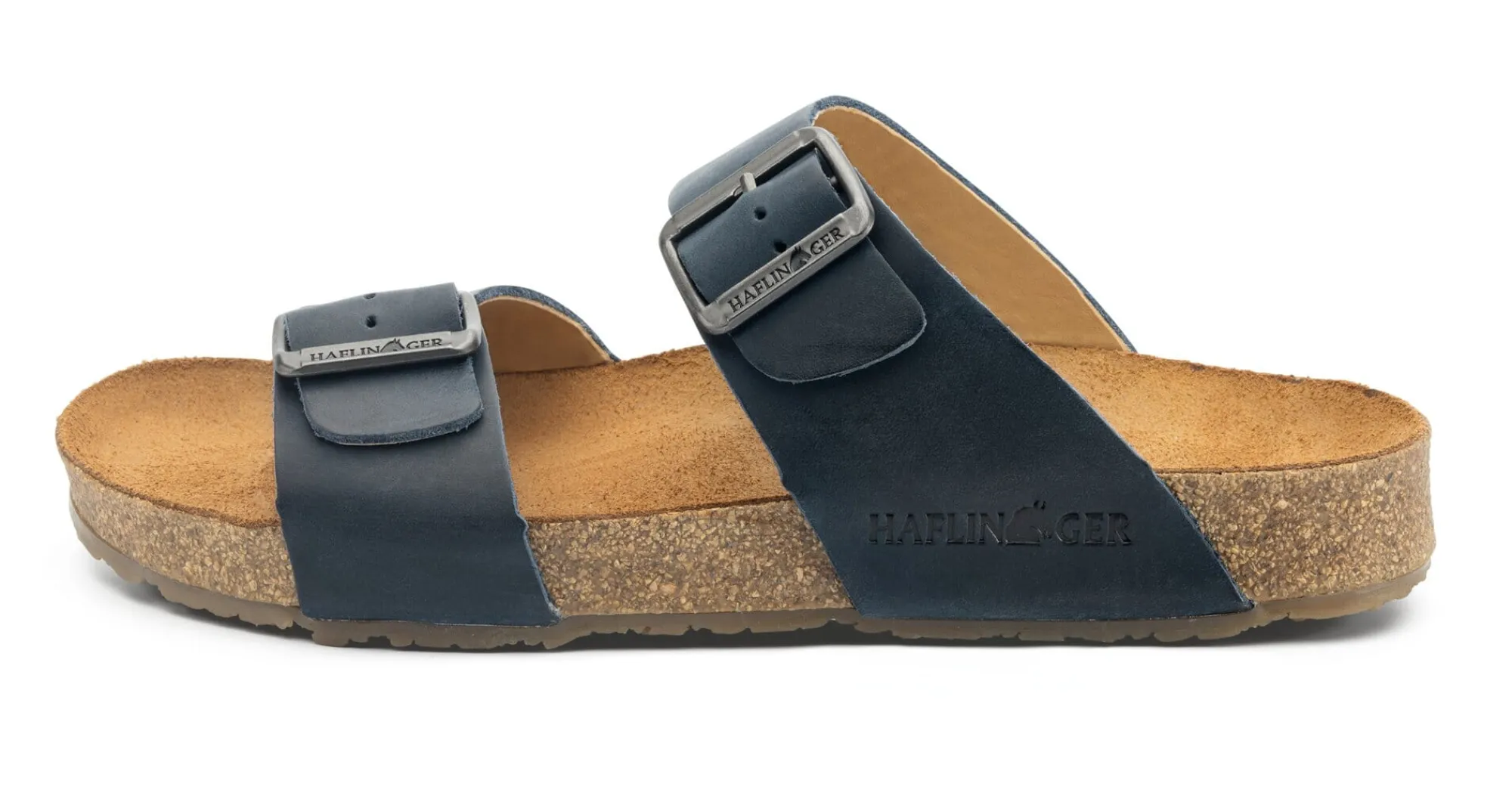 Sandalen|Freizeitschuhe * Haflinger Unisex-Pantolette mit Fußbett Blau