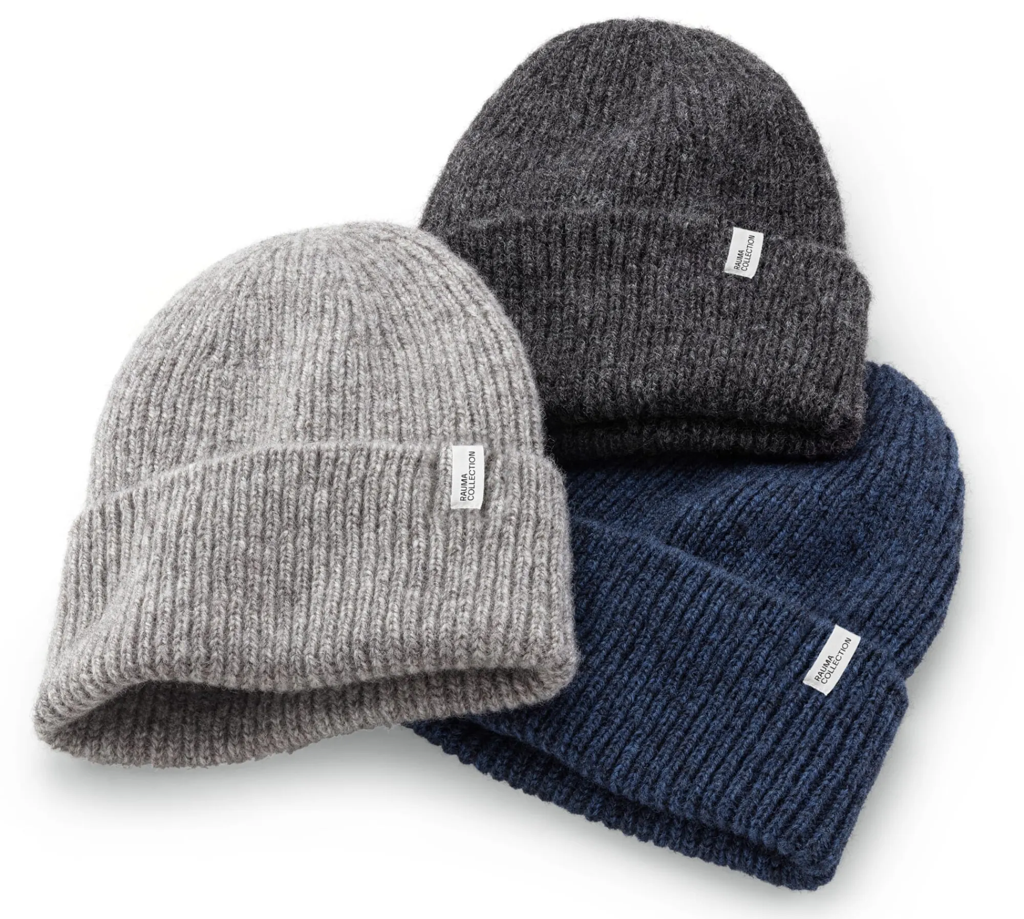Mützen|Mützen * Rauma Ullvarefabrikk Unisex-Strickmütze Rippe Blau