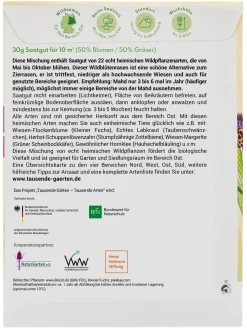 Blumensamen * Tausende Gärten – Tausende Arten Wildblumenrasen gebietsheimisch