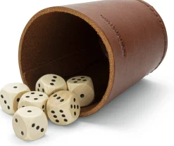 Gesellschaftsspiele * Rathenower Lederwarenfabrik Würfelbecher Rindleder