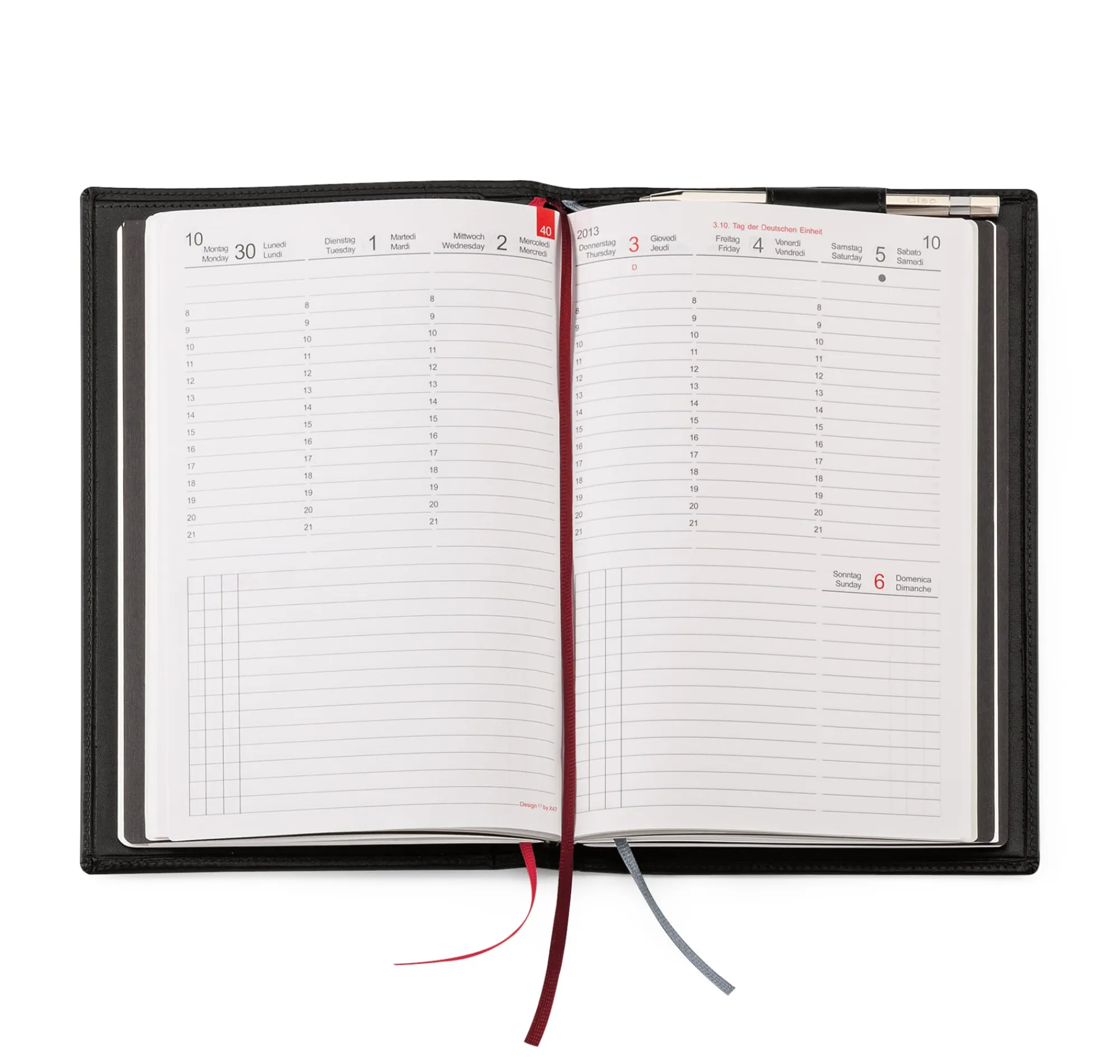 Zeitplaner & Kalender|Notizbücher * X47 Organisationssystem A5 schlank Schwarz